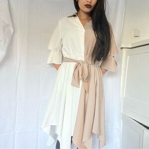 Chic Two-Tone Dress with Belt